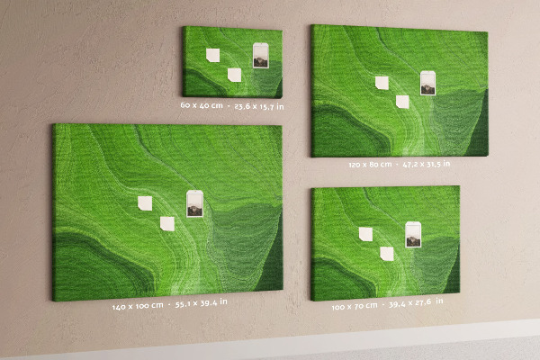 Fětská nástěnka Zelené vlny s jemnými liniemi.