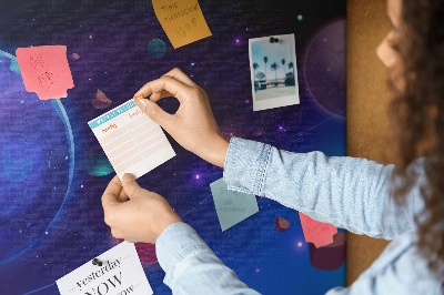 Nástěnka Vesmírná krajina s planetami a asteroidy