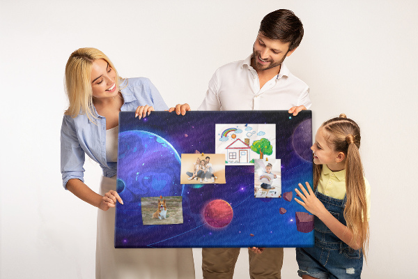 Nástěnka Vesmírná krajina s planetami a asteroidy