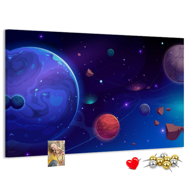 Nástěnka Vesmírná krajina s planetami a asteroidy