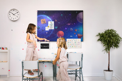 Nástěnka Vesmírná krajina s planetami a asteroidy