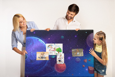 Nástěnka Vesmírná krajina s planetami a asteroidy