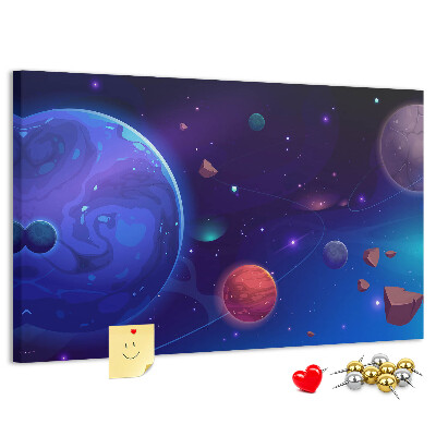 Nástěnka Vesmírná krajina s planetami a asteroidy