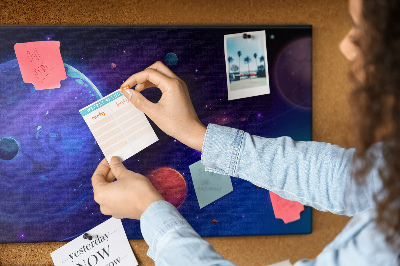 Nástěnka Vesmírná krajina s planetami a asteroidy
