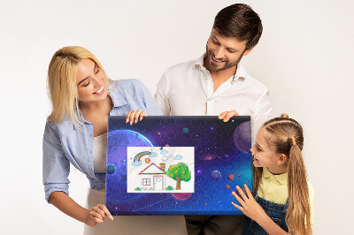 Nástěnka Vesmírná krajina s planetami a asteroidy