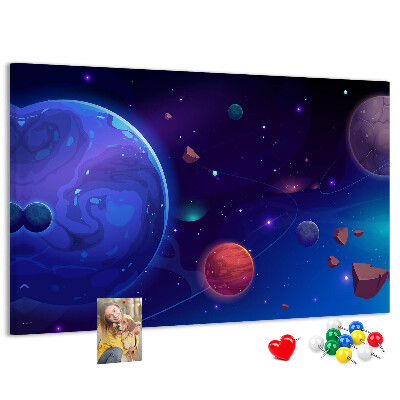 Nástěnka Vesmírná krajina s planetami a asteroidy