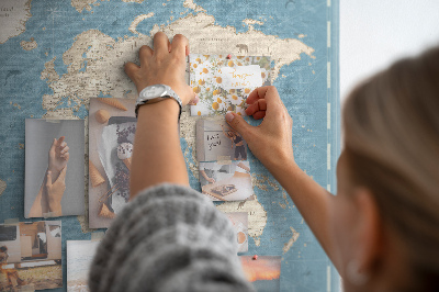 Korková nástěnka Stará mapa světa s jemným pozadím