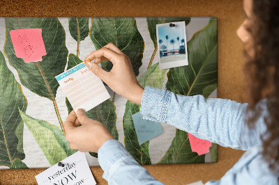 Korková nástěnka Tropické listy v odstínech zelené