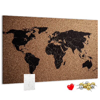 Fětská nástěnka Mapa světa na korkové tabuli.