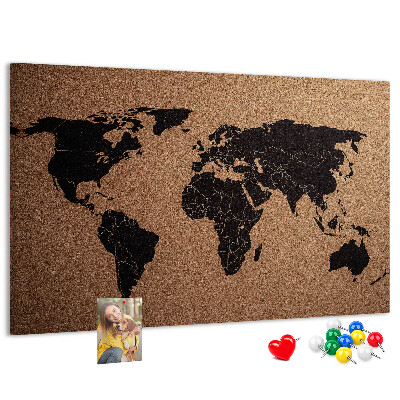 Fětská nástěnka Mapa světa na korkové tabuli.