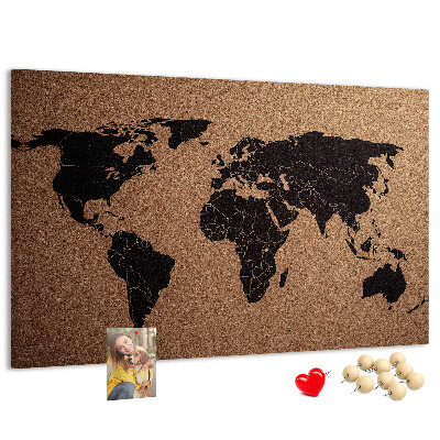 Fětská nástěnka Mapa světa na korkové tabuli.