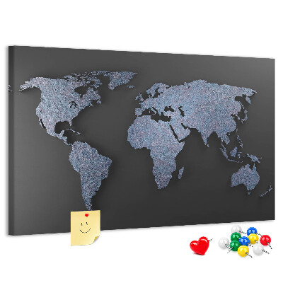 Nástěnka Mapa světa v odstínech modré.