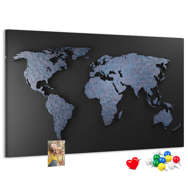 Nástěnka Mapa světa v odstínech modré.