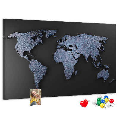 Nástěnka Mapa světa v odstínech modré.
