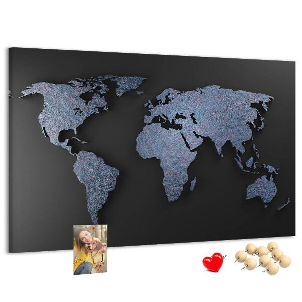 Nástěnka Mapa světa v odstínech modré.