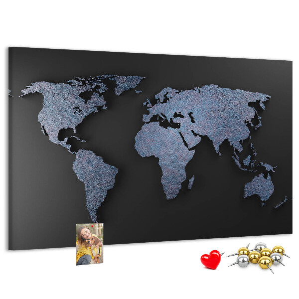 Nástěnka Mapa světa v odstínech modré.