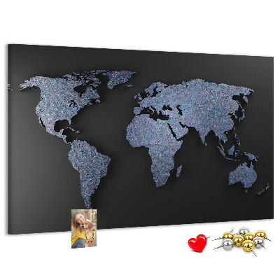 Nástěnka Mapa světa v odstínech modré.