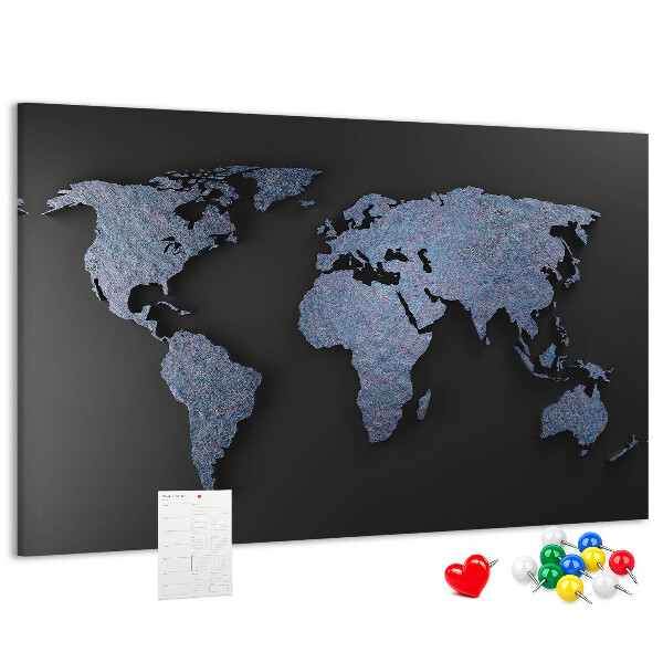 Nástěnka Mapa světa v odstínech modré.