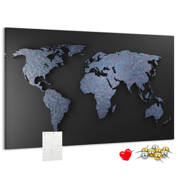 Nástěnka Mapa světa v odstínech modré.