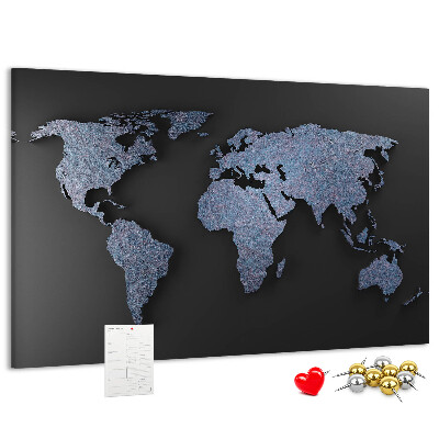Nástěnka Mapa světa v odstínech modré.
