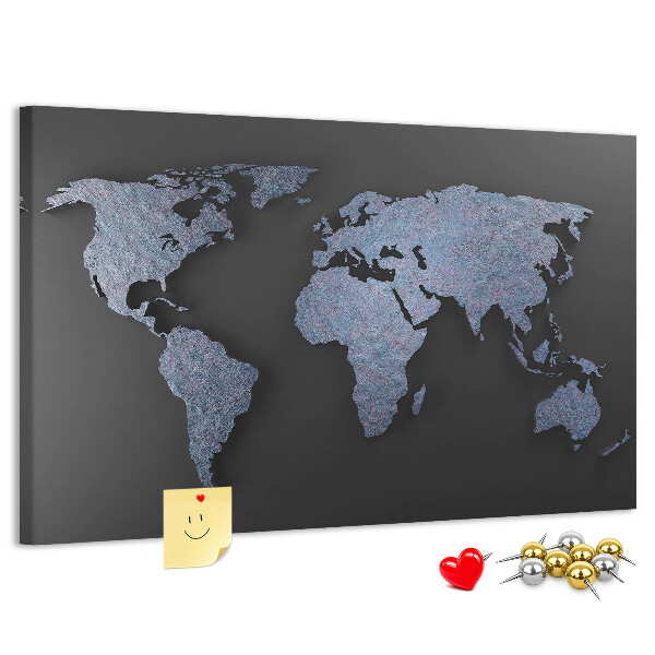 Nástěnka Mapa světa v odstínech modré.