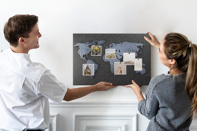 Nástěnka Mapa světa v odstínech modré.