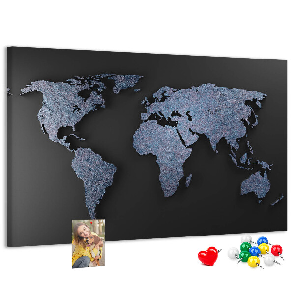 Nástěnka Mapa světa v odstínech modré.