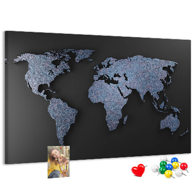 Nástěnka Mapa světa v odstínech modré.