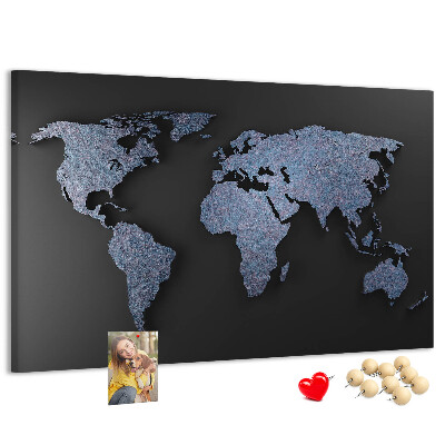 Nástěnka Mapa světa v odstínech modré.