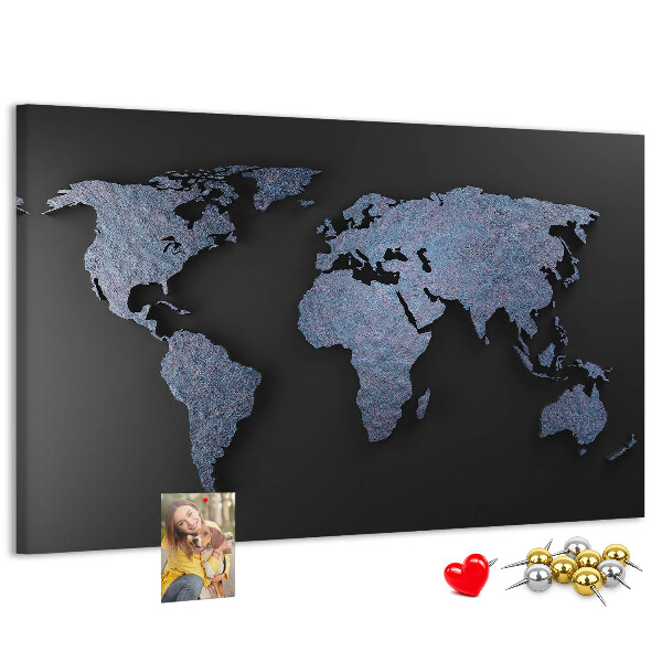 Nástěnka Mapa světa v odstínech modré.