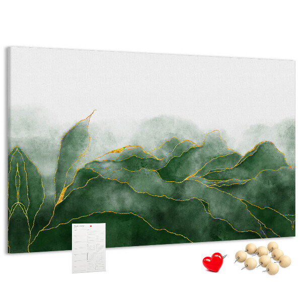 Fětská nástěnka Zlaté akcenty na zelených listech