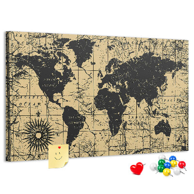 Nástěnka Mapa starověkého světa v černé a zlaté barvě