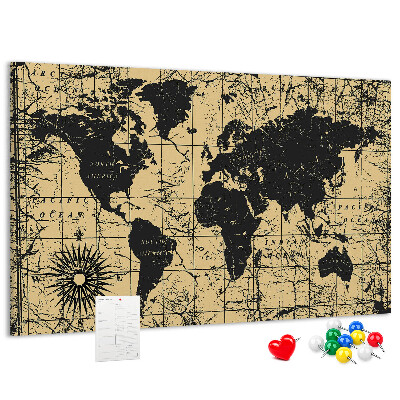 Nástěnka Mapa starověkého světa v černé a zlaté barvě