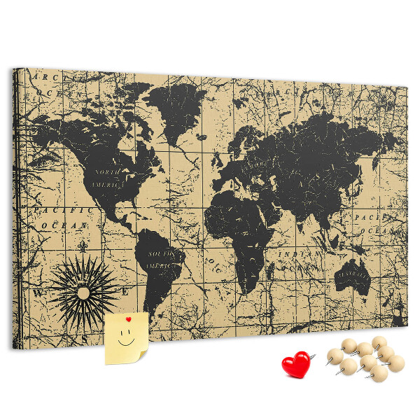 Nástěnka Mapa starověkého světa v černé a zlaté barvě