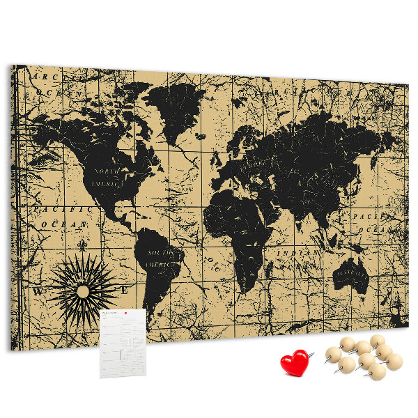 Nástěnka Mapa starověkého světa v černé a zlaté barvě