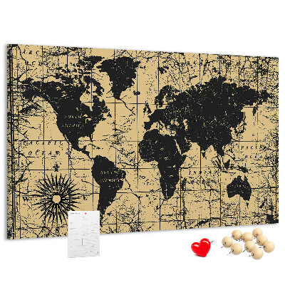 Nástěnka Mapa starověkého světa v černé a zlaté barvě