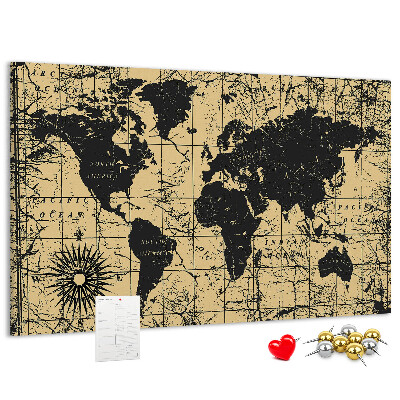 Nástěnka Mapa starověkého světa v černé a zlaté barvě
