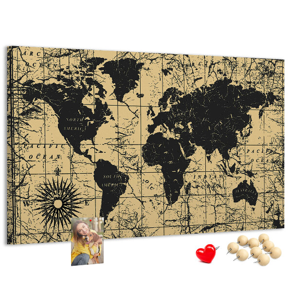 Nástěnka Mapa starověkého světa v černé a zlaté barvě