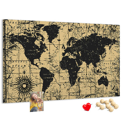 Nástěnka Mapa starověkého světa v černé a zlaté barvě