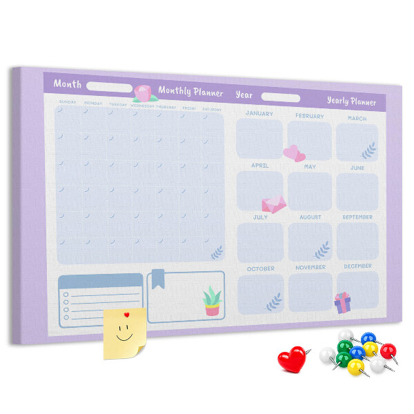 Nástěnka Roční diář v pastelových barvách