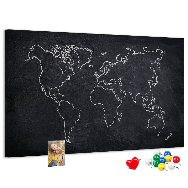 Fětská nástěnka Mapa světa na tabuli pozadí