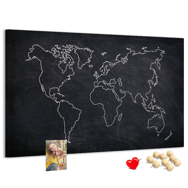 Fětská nástěnka Mapa světa na tabuli pozadí