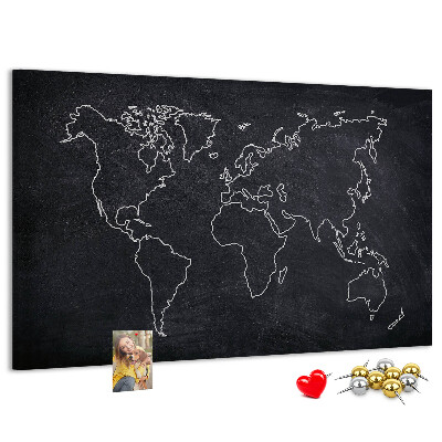 Fětská nástěnka Mapa světa na tabuli pozadí