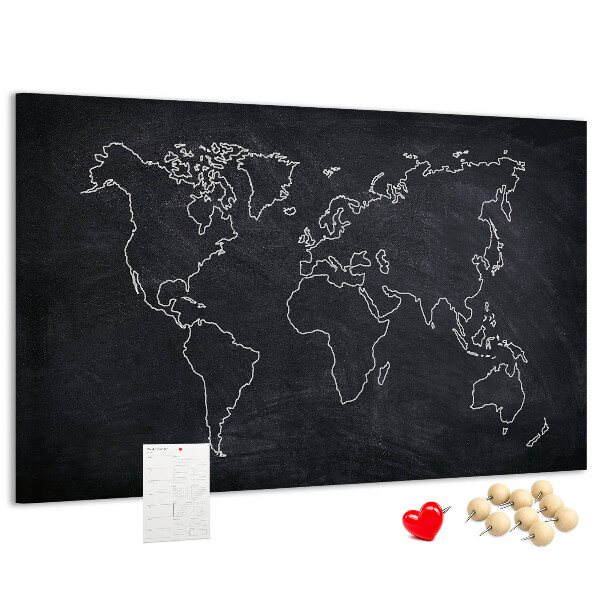 Fětská nástěnka Mapa světa na tabuli pozadí