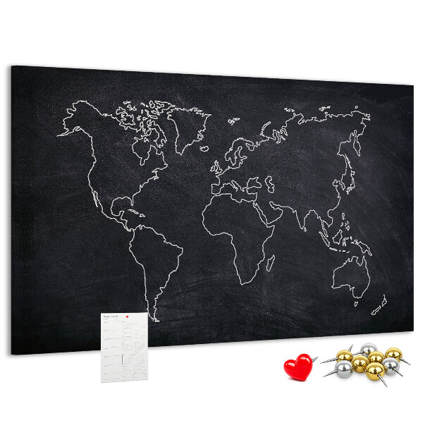 Fětská nástěnka Mapa světa na tabuli pozadí