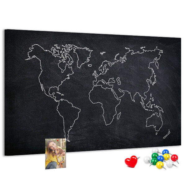 Fětská nástěnka Mapa světa na tabuli pozadí