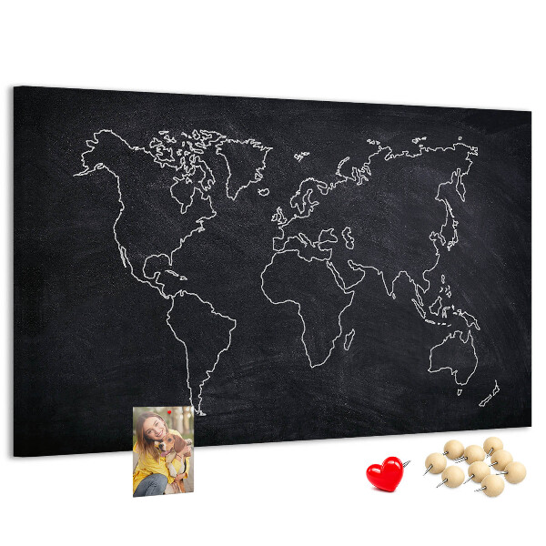 Fětská nástěnka Mapa světa na tabuli pozadí