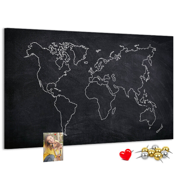 Fětská nástěnka Mapa světa na tabuli pozadí