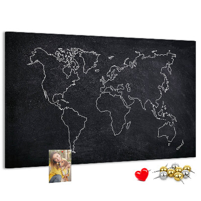Fětská nástěnka Mapa světa na tabuli pozadí