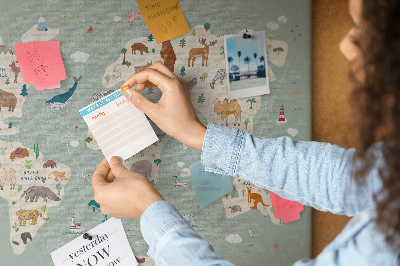 Fětská nástěnka Zvířata světa na barevné mapě